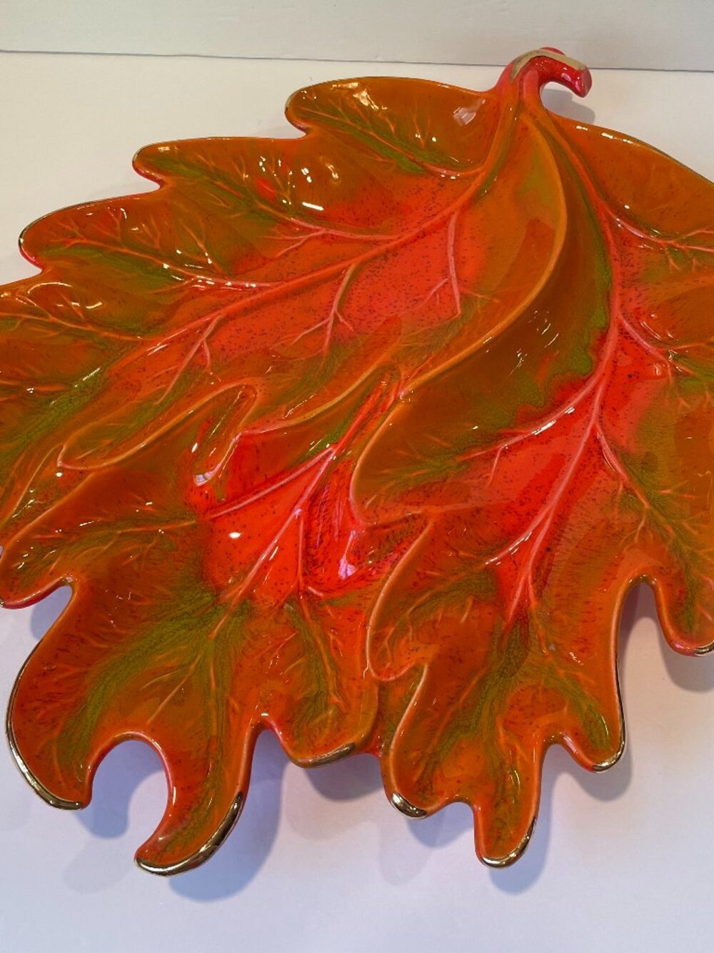 VTG California Pottery Large Platter Dish 806 USA MCM Fall Thanksgiving 3 Well